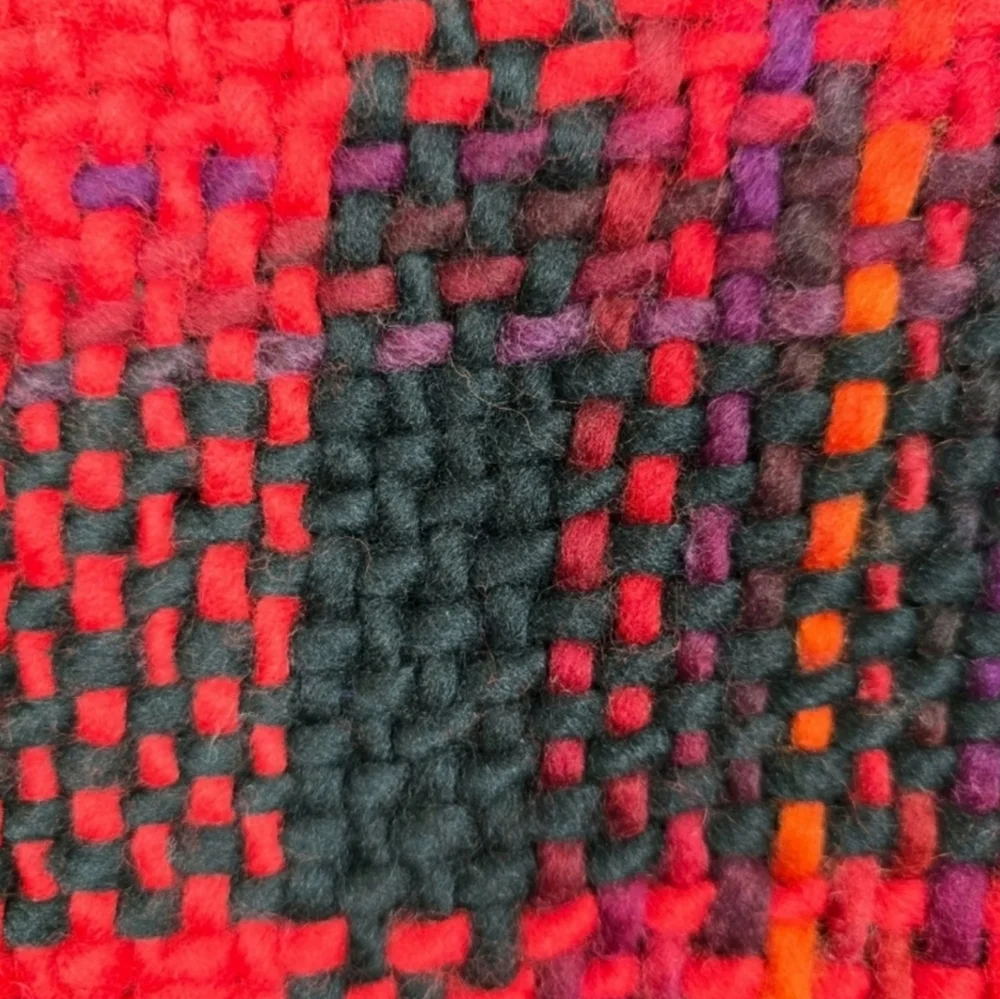 NEW Handwoven Buffalo Plaid Fringed Triangular Wool Shawl Wrap Etc by Sam